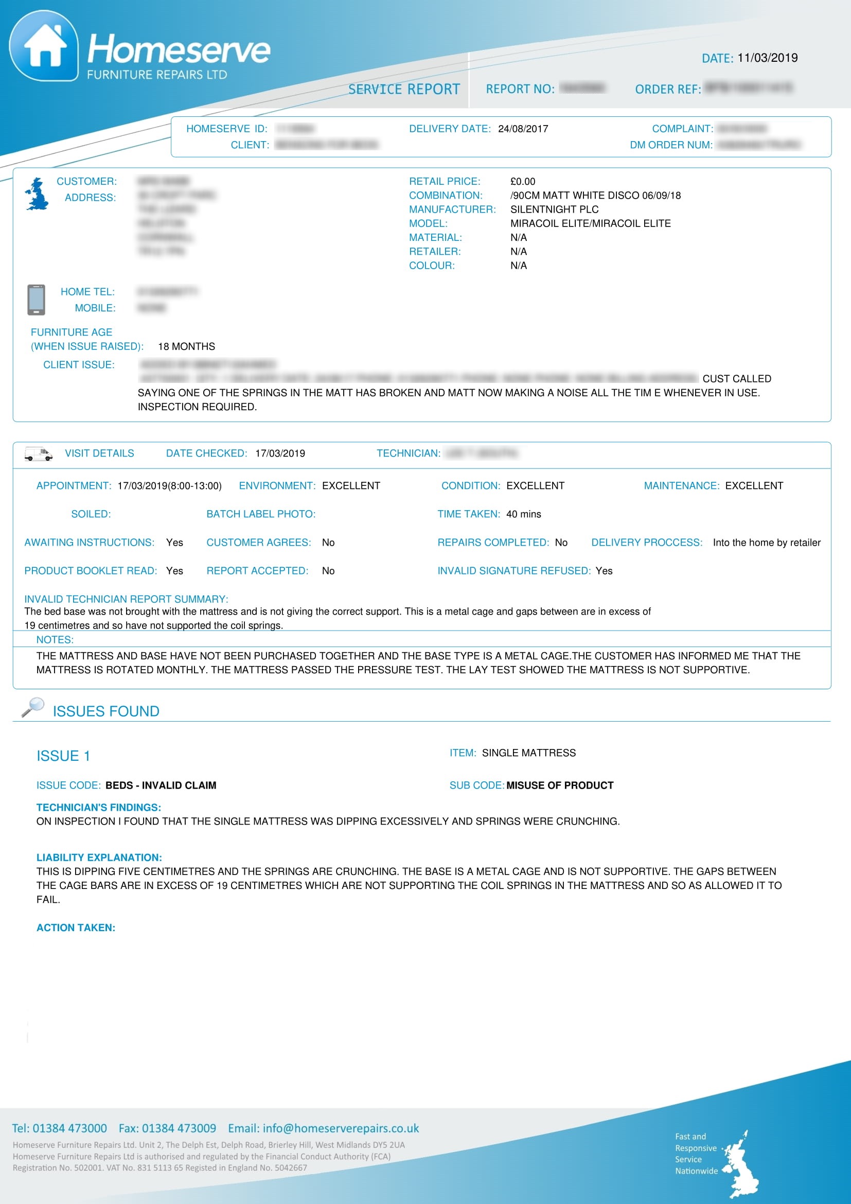 Example of Emmiera Group independent report and inspection